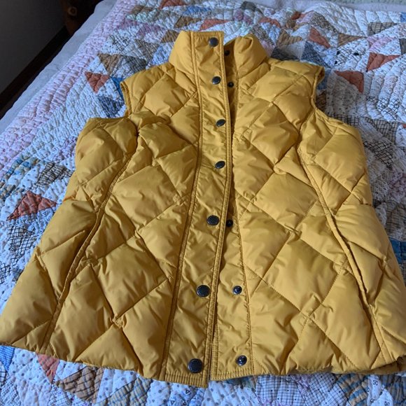 Lands End Bright Yellow Down Vest - Picture 2 of 4